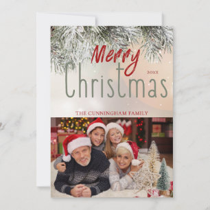 Cartes Pour Fêtes Annuelles Joyeux Noël Arbustes Photo