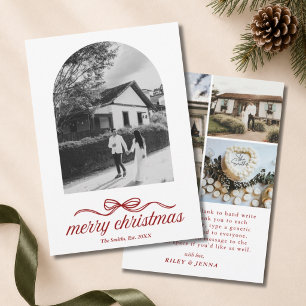 Cartes Pour Fêtes Annuelles Joyeux Noël Arc de Ruban 4 Photo Mariage Merci