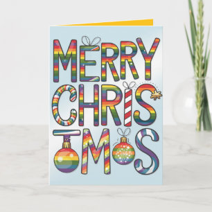 Cartes Pour Fêtes Annuelles Joyeux Noël arc-en-ciel élégant et gai
