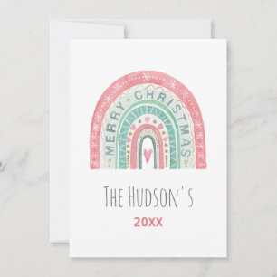 Cartes Pour Fêtes Annuelles Joyeux Noël Arc-en-ciel NOM DE LA FAMILLE Art à l'
