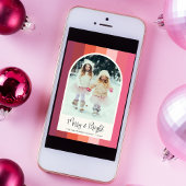 Cartes Pour Fêtes Annuelles Joyeux Noël Arc-en-Photo Rose Orange