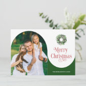 Cartes Pour Fêtes Annuelles Joyeux Noël Arche Message photo Vert (Debout devant)