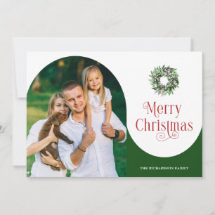 Cartes Pour Fêtes Annuelles Joyeux Noël Arche Message photo Vert