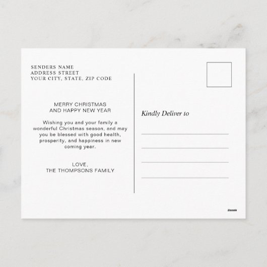 Cartes Pour Fêtes Annuelles Joyeux Noël Argent moderne Script 5 Photo (Dos)