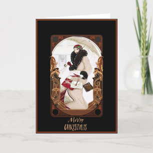 Cartes Pour Fêtes Annuelles Joyeux Noël Art Déco Vintage