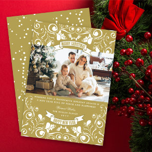 Cartes Pour Fêtes Annuelles Joyeux Noël Art Nouveau Floral Photo