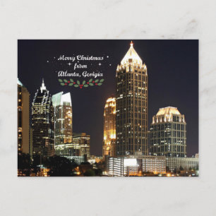 Cartes Pour Fêtes Annuelles "Joyeux Noël", Atlanta, Georgia Skyline