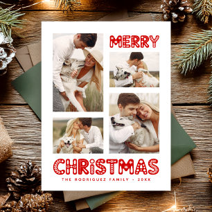 Cartes Pour Fêtes Annuelles Joyeux Noël au collage rétro minimal 