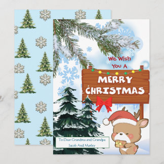 Cartes Pour Fêtes Annuelles Joyeux Noël au renne mignon