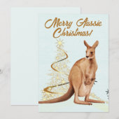 Cartes Pour Fêtes Annuelles Joyeux Noël australien Kangaroo (Devant / Derrière)