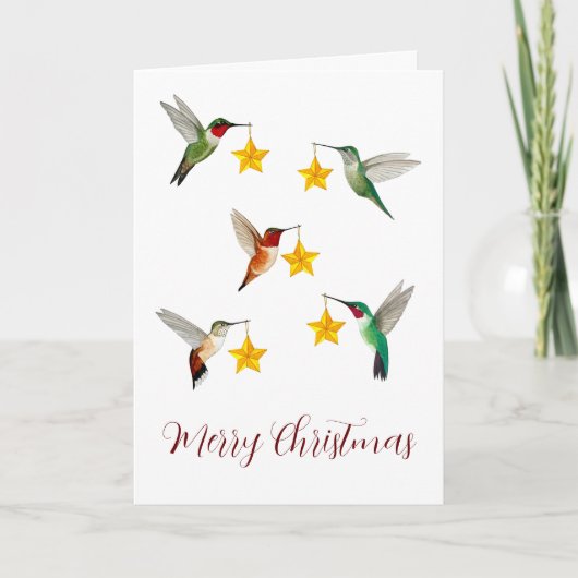 Cartes Pour Fêtes Annuelles Joyeux Noël aux colibris (Devant)