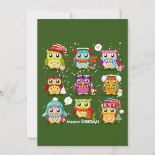 Cartes Pour Fêtes Annuelles Joyeux Noël aux hiboux souhaite