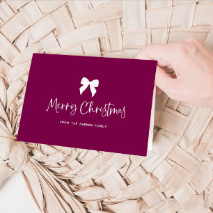 Cartes Pour Fêtes Annuelles Joyeux Noël avec Bow Vin de Bourgogne et blanc