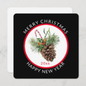 Cartes Pour Fêtes Annuelles Joyeux Noël avec cône de pin de Noël (Devant / Derrière)