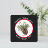 Cartes Pour Fêtes Annuelles Joyeux Noël avec cône de pin de Noël (Debout devant)