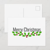 Cartes Pour Fêtes Annuelles Joyeux Noël avec Holly (Devant / Derrière)