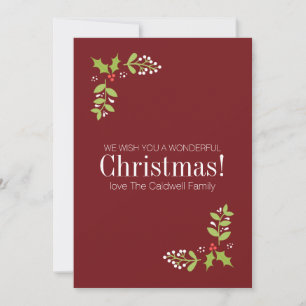 Cartes Pour Fêtes Annuelles Joyeux Noël avec Holly & Mistletoe