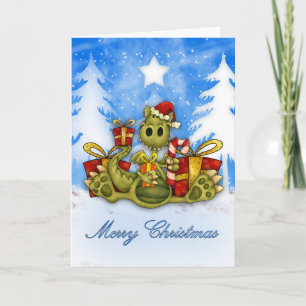 Cartes Pour Fêtes Annuelles Joyeux Noël Avec Jote Dragon Manger Sucre de canne