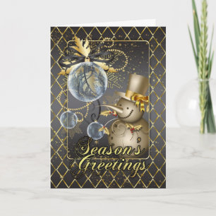 Cartes Pour Fêtes Annuelles Joyeux Noël avec le bonhomme de neige - or et Effe