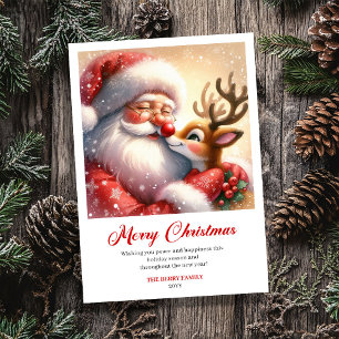 Cartes Pour Fêtes Annuelles Joyeux Noël avec le Père Noël et Rudolph
