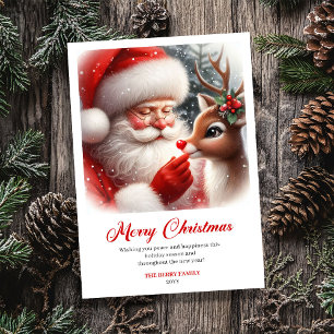 Cartes Pour Fêtes Annuelles Joyeux Noël avec le Père Noël et Rudolph