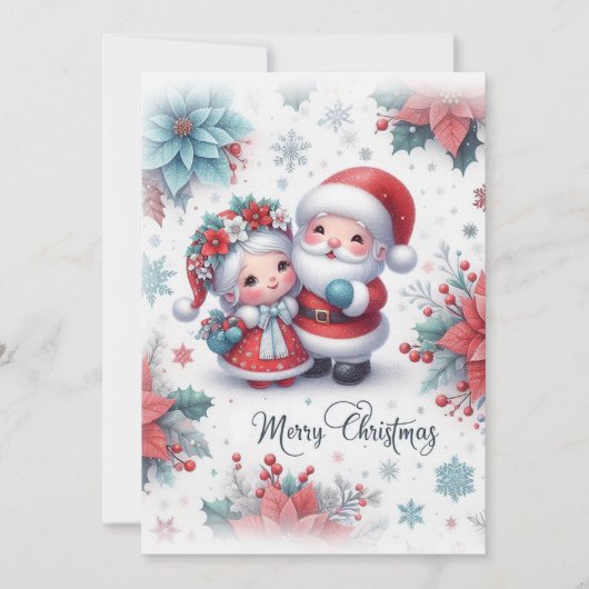 Cartes Pour Fêtes Annuelles Joyeux Noël avec M. et Mme Claus (Devant)