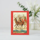 Cartes Pour Fêtes Annuelles Joyeux Noël avec Père Noël et Reindeer (Debout devant)