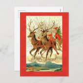 Cartes Pour Fêtes Annuelles Joyeux Noël avec Père Noël et Reindeer (Devant / Derrière)