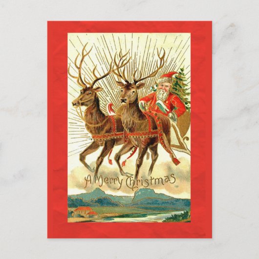 Cartes Pour Fêtes Annuelles Joyeux Noël avec Père Noël et Reindeer (Devant)
