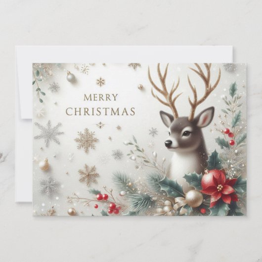 Cartes Pour Fêtes Annuelles Joyeux Noël avec Reindeer, Ornements et plus (Devant)