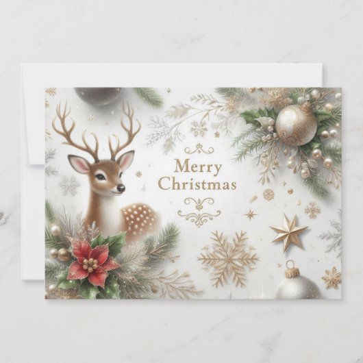 Cartes Pour Fêtes Annuelles Joyeux Noël avec Reindeer, Ornements et plus (Devant)
