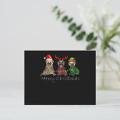 Cartes Pour Fêtes Annuelles Joyeux Noël avec trois chiens pug (Debout devant)