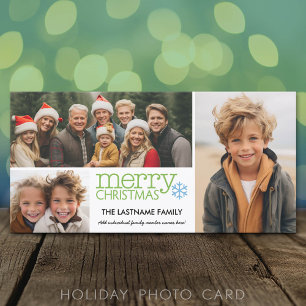 Cartes Pour Fêtes Annuelles Joyeux Noël avec un collage de 3 photos - blanc ve