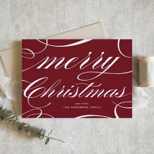 Cartes Pour Fêtes Annuelles Joyeux Noël avec une écriture élégante en Bourgogn