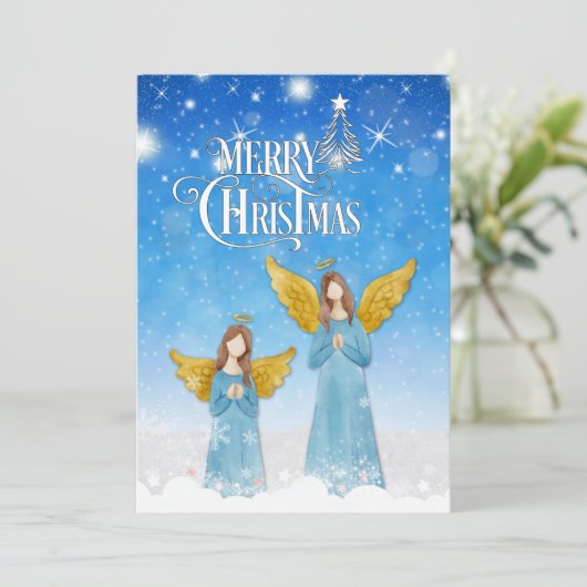 Cartes Pour Fêtes Annuelles Joyeux Noël avec verset biblique (Debout devant)
