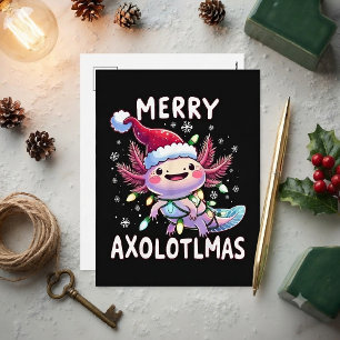 Cartes Pour Fêtes Annuelles Joyeux Noël Axolotl Lumières Axolotlmas Arbre