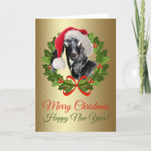 Cartes Pour Fêtes Annuelles Joyeux Noël Baby Nubian Goat Kid Oil Peinture