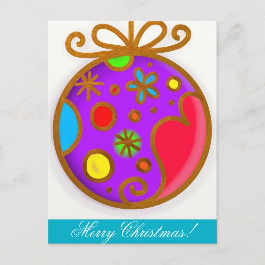 Cartes Pour Fêtes Annuelles Joyeux Noël Bauble couleur violet rouge (Devant)