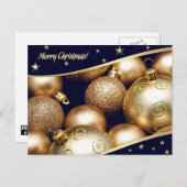Cartes Pour Fêtes Annuelles Joyeux Noël. Baubles d'or (Devant / Derrière)