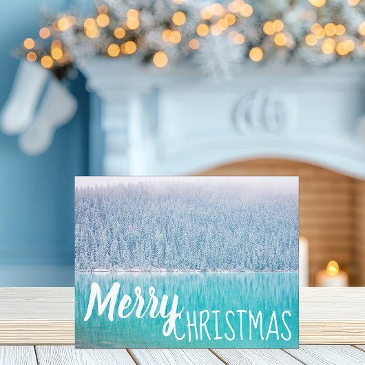 Cartes Pour Fêtes Annuelles Joyeux Noël Beau hiver Lac Custom
