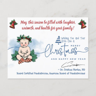 Cartes Pour Fêtes Annuelles Joyeux Noël Bébé Salutation de pédiatre