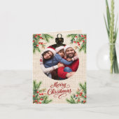 Cartes Pour Fêtes Annuelles Joyeux Noël beige burap photo année en examen (Devant)