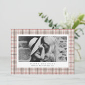 Cartes Pour Fêtes Annuelles Joyeux Noël Beige Plaid Une photo (Debout devant)