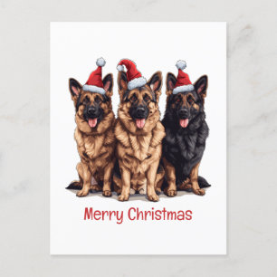 Cartes Pour Fêtes Annuelles Joyeux Noël berger allemand Chiens Père Noël