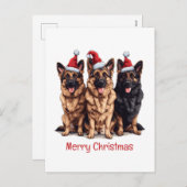Cartes Pour Fêtes Annuelles Joyeux Noël berger allemand Chiens Père Noël (Devant / Derrière)