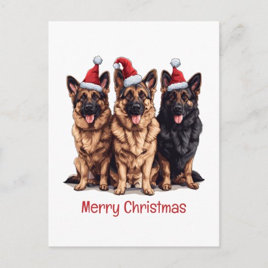 Cartes Pour Fêtes Annuelles Joyeux Noël berger allemand Chiens Père Noël (Devant)