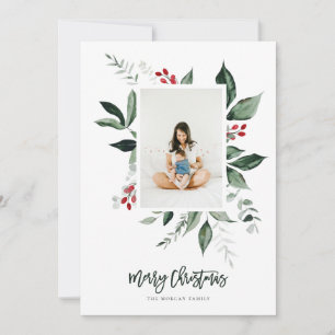 Cartes Pour Fêtes Annuelles Joyeux Noël Berry Botanique d'hiver Photo
