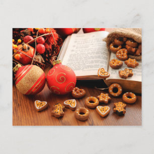 Cartes Pour Fêtes Annuelles Joyeux Noël - Bible avec biscuits et boules