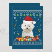 Cartes Pour Fêtes Annuelles Joyeux Noël Bichons Frise Chien Pull Ugly  (Devant / Derrière)