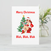 Cartes Pour Fêtes Annuelles Joyeux Noël Bla, Bla, Bla - Noël drôle (Debout devant)